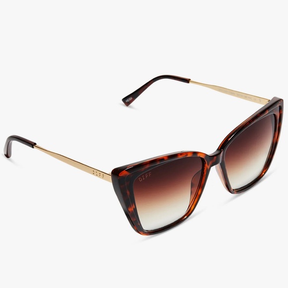 Diff HEIDI Black Brown Tortoise Brown Gradient Sharp Sunglasses NWT MSRP $128 - Picture 4 of 5
